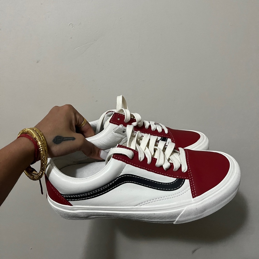 Vans Red and White Sneakers Size 8